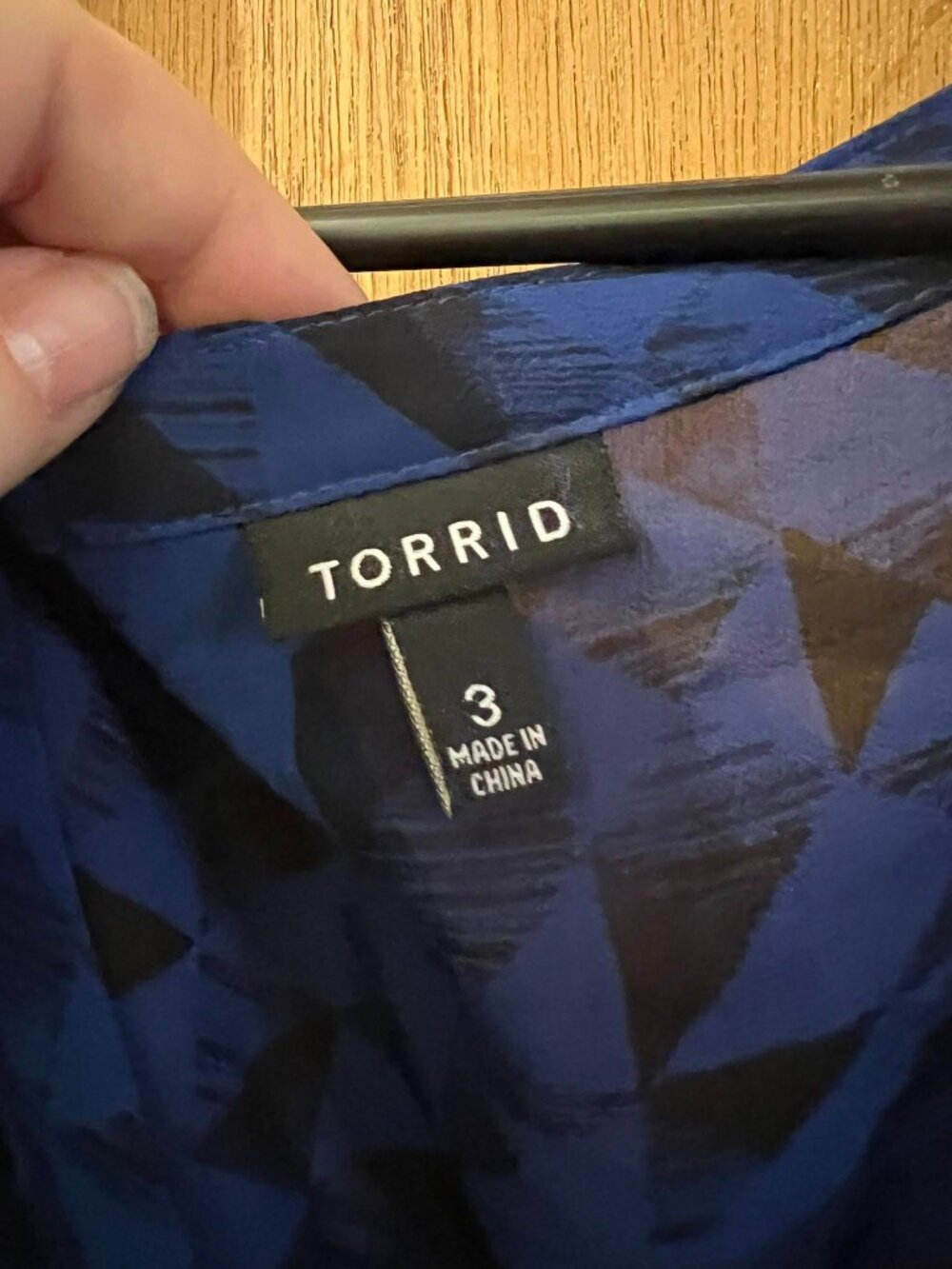 Size 3(3X) - Torrid - Blue and Black Roll Sleeve Dress w/Liner - Picture 2 of 7